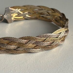 Vintage Sterling & Gold Plate Braided Bracelet Milor Italy